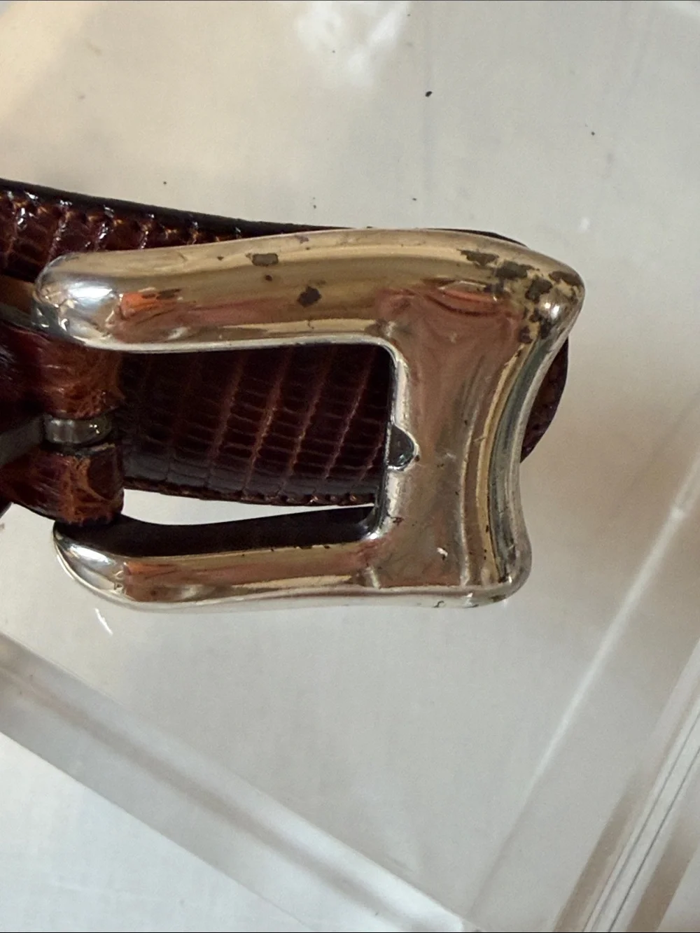 Vintage Genuine Crocodile Western Ranger Belt Size 38 Made in Spain Style M2804